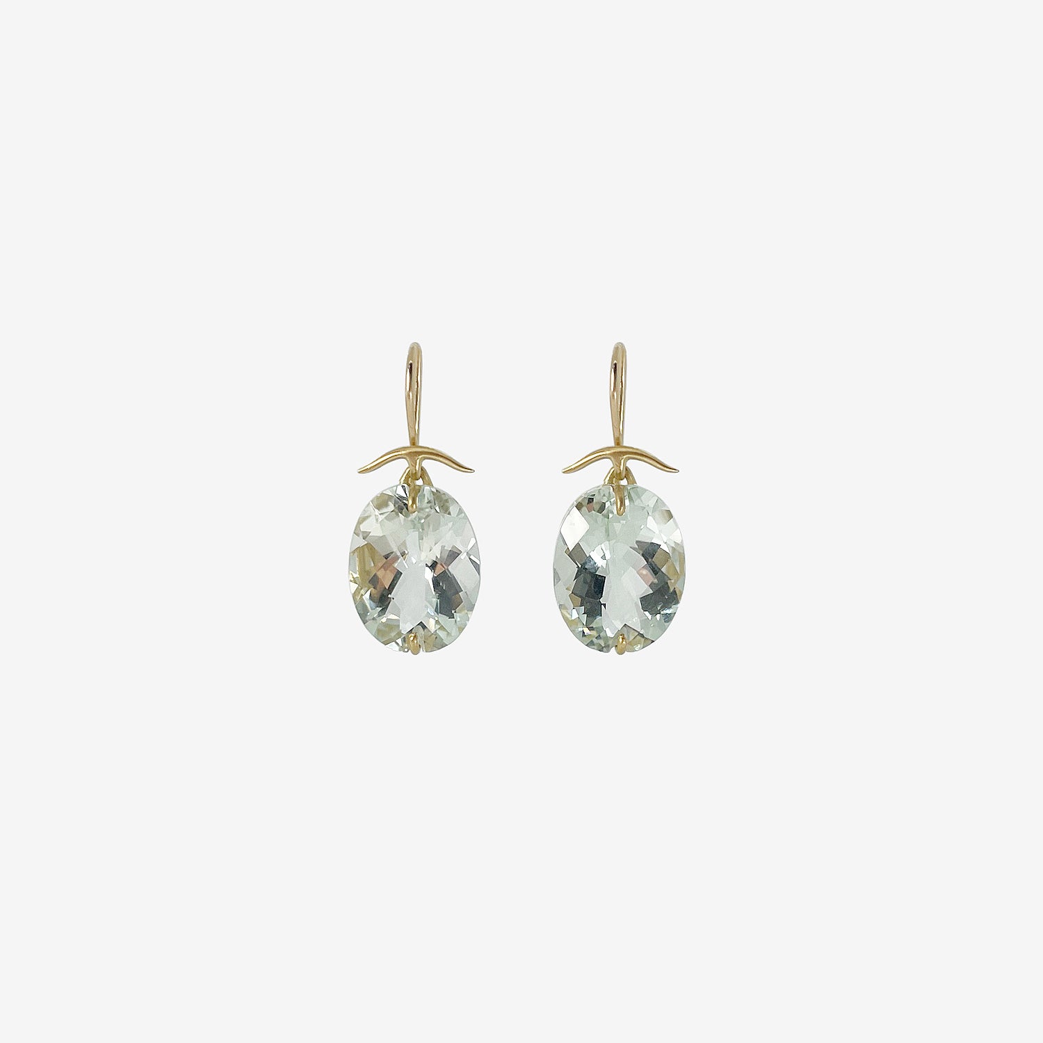 GABRIELLA KISS 18K & OVAL FACETED GREEN AMETHYST EARRINGS