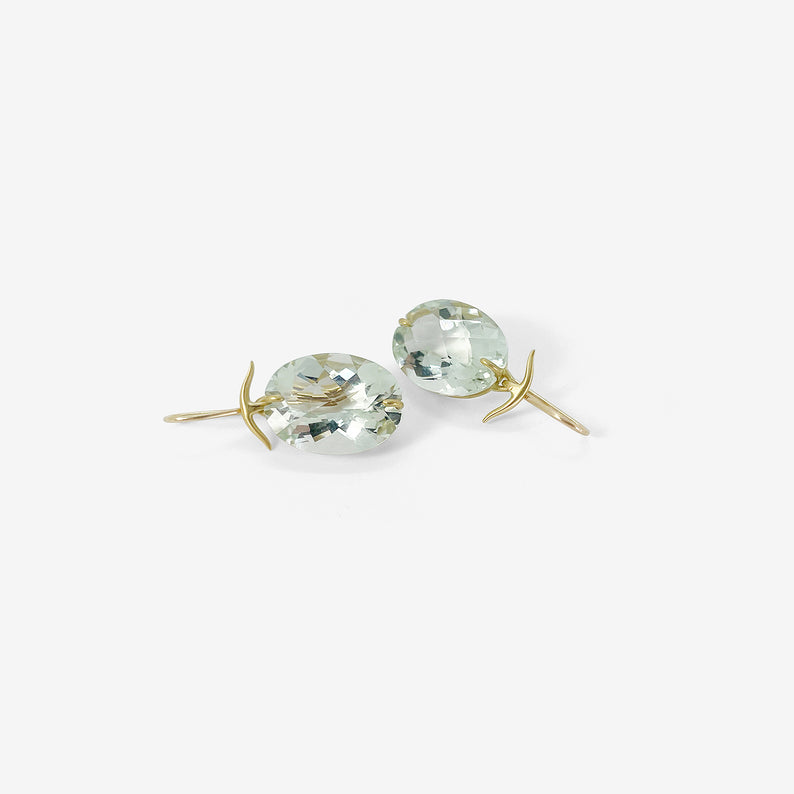 GABRIELLA KISS 18K & OVAL FACETED GREEN AMETHYST EARRINGS