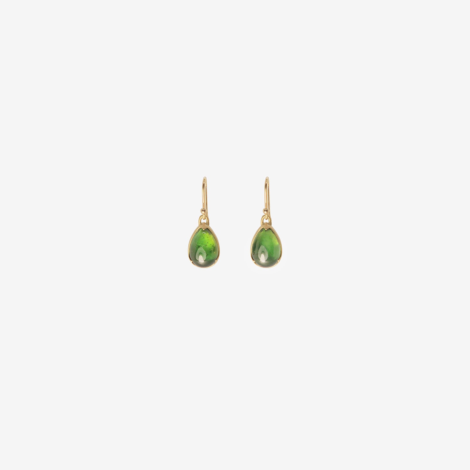 GABRIELLA KISS 18K & SMALL PEAR-SHAPED GREEN TOURMALINE CABOCHON EARRINGS