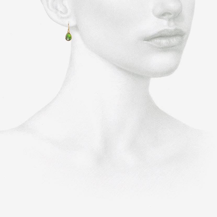 GABRIELLA KISS 18K & SMALL PEAR-SHAPED GREEN TOURMALINE CABOCHON EARRINGS