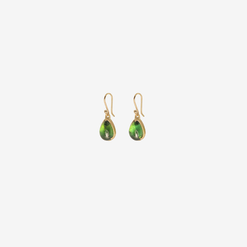 GABRIELLA KISS 18K & SMALL PEAR-SHAPED GREEN TOURMALINE CABOCHON EARRINGS