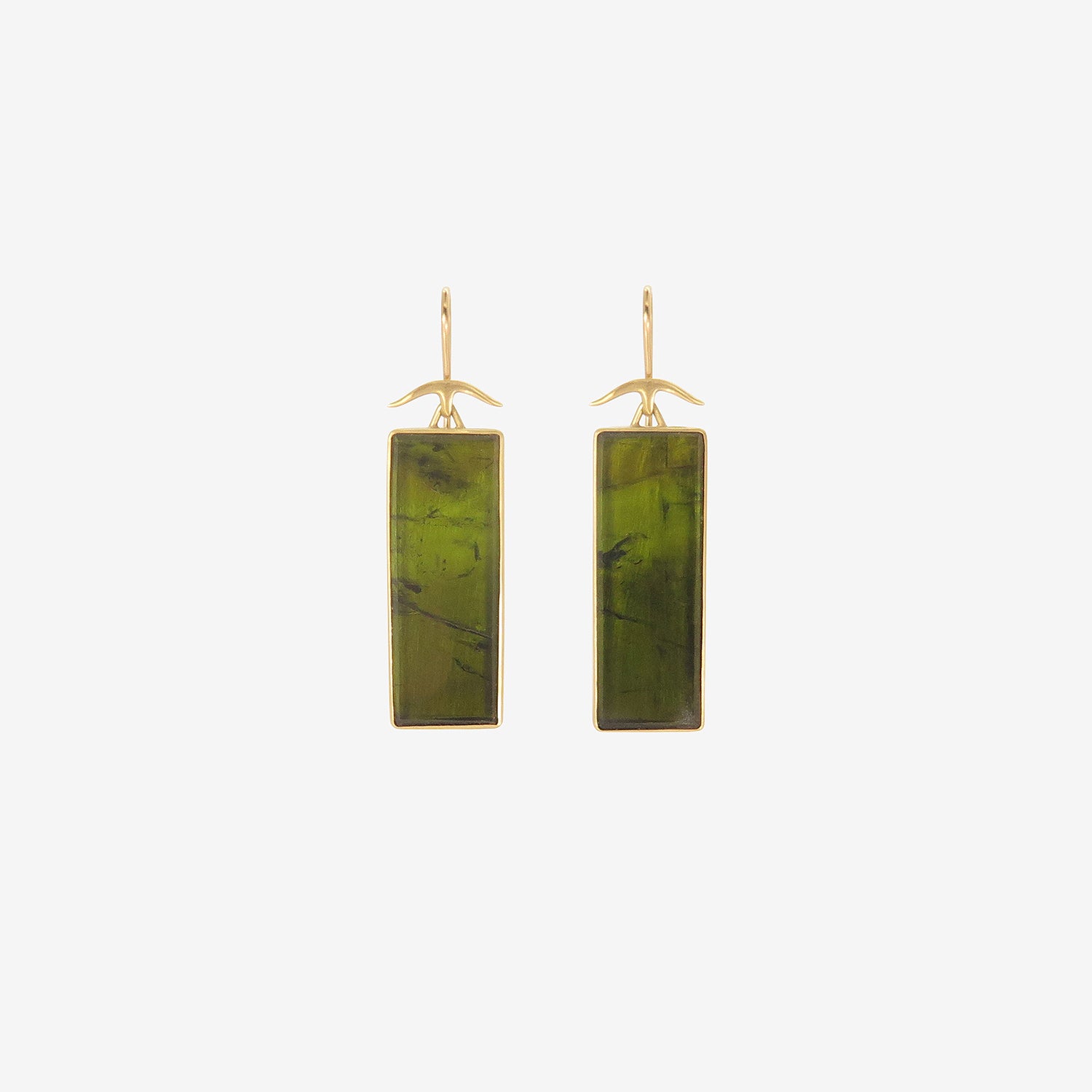 GABRIELLA KISS 18K & RECTANGULAR DARK GREEN TOURMALINE EARRINGS