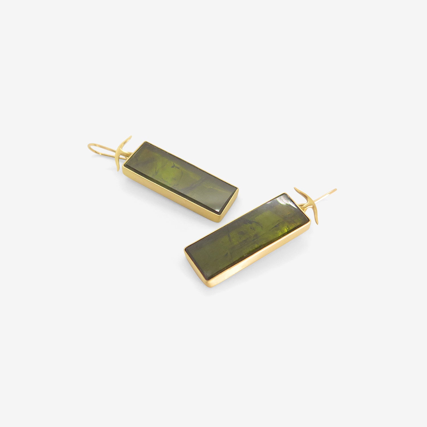 GABRIELLA KISS 18K & RECTANGULAR DARK GREEN TOURMALINE EARRINGS