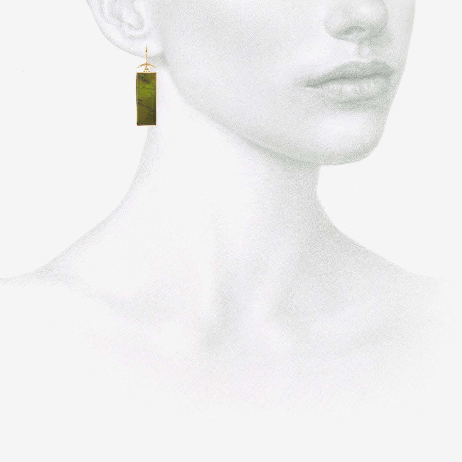 GABRIELLA KISS 18K & RECTANGULAR DARK GREEN TOURMALINE EARRINGS