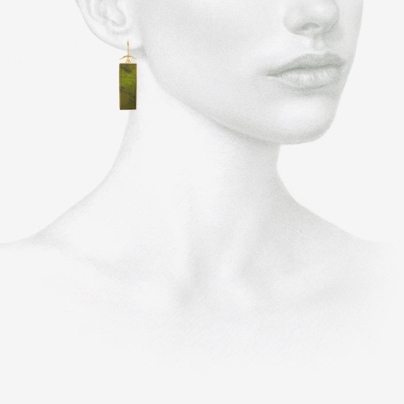GABRIELLA KISS 18K & RECTANGULAR DARK GREEN TOURMALINE EARRINGS