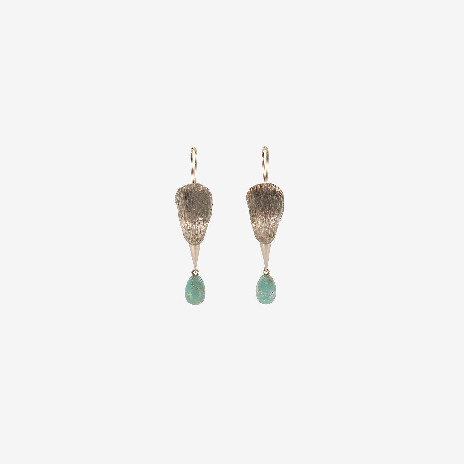 GABRIELLA KISS STERLING SILVER BIRD HEAD EARRINGS WITH TURQUOISE DROPS
