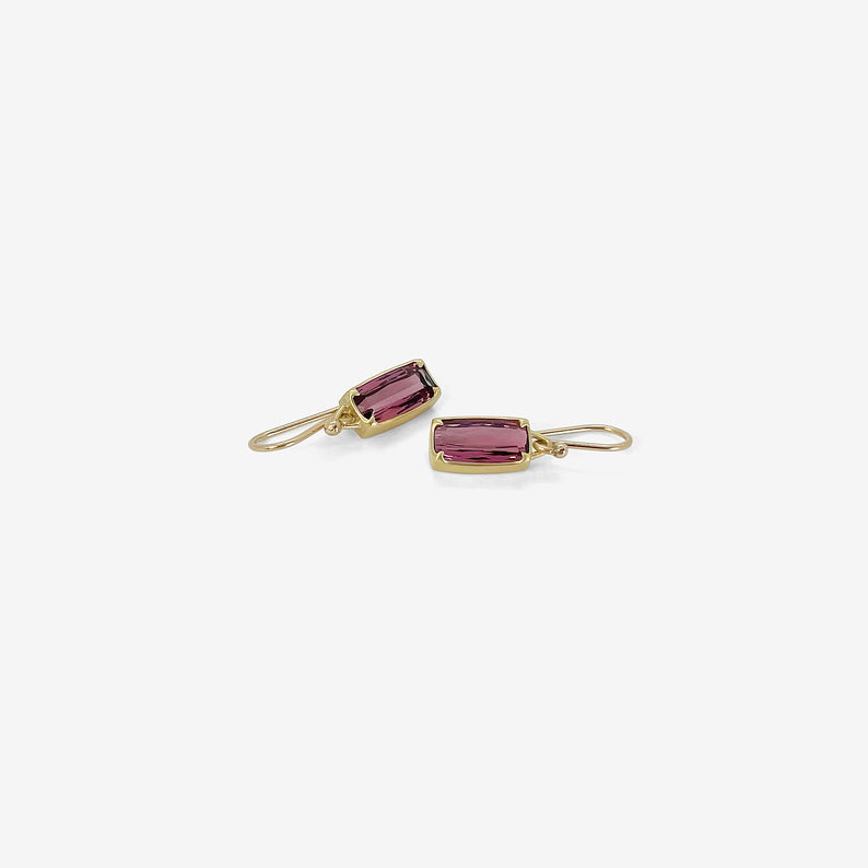 GABRIELLA KISS 18K & SMALL FACETED CUSHION-SHAPED RUBELLITE EARRINGS