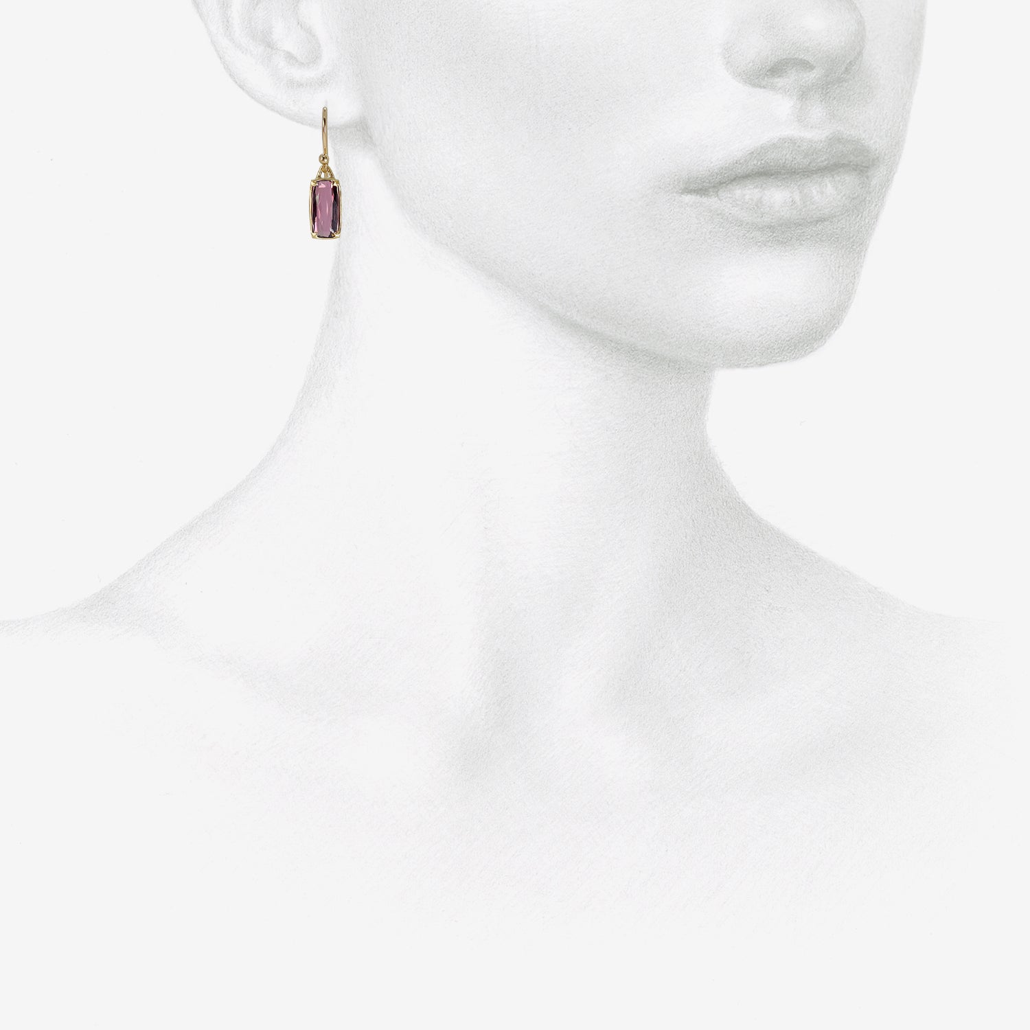 GABRIELLA KISS 18K & SMALL FACETED CUSHION-SHAPED RUBELLITE EARRINGS