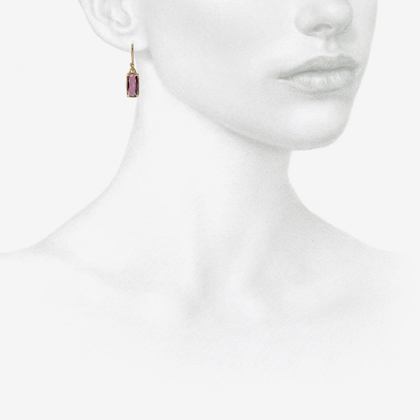 GABRIELLA KISS 18K & SMALL FACETED CUSHION-SHAPED RUBELLITE EARRINGS