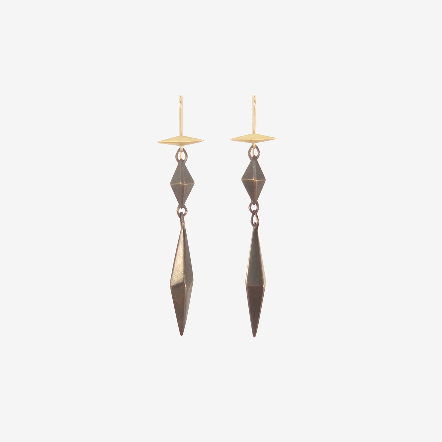 GABRIELLA KISS 18K & OXIDIZED BRONZE THREE-PIECE CHISELED LINK EARRINGS