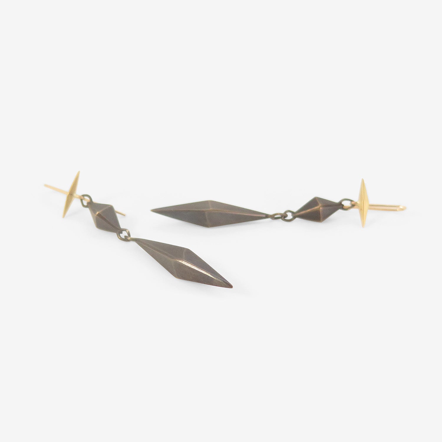GABRIELLA KISS 18K & OXIDIZED BRONZE THREE-PIECE CHISELED LINK EARRINGS