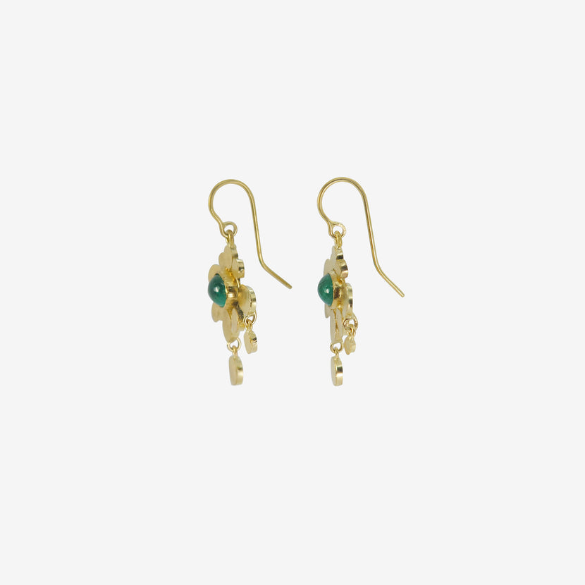 JUDY GEIB 22K & COLOMBIAN EMERALD LUXE MEDIEVAL FOLKLORISH EARRINGS, 2.6CT