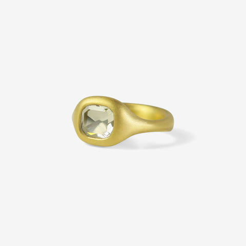 LOLA BROOKS 22K & CLEAR ROSE-CUT CUSHION DIAMOND CAST RING, 1.5CT