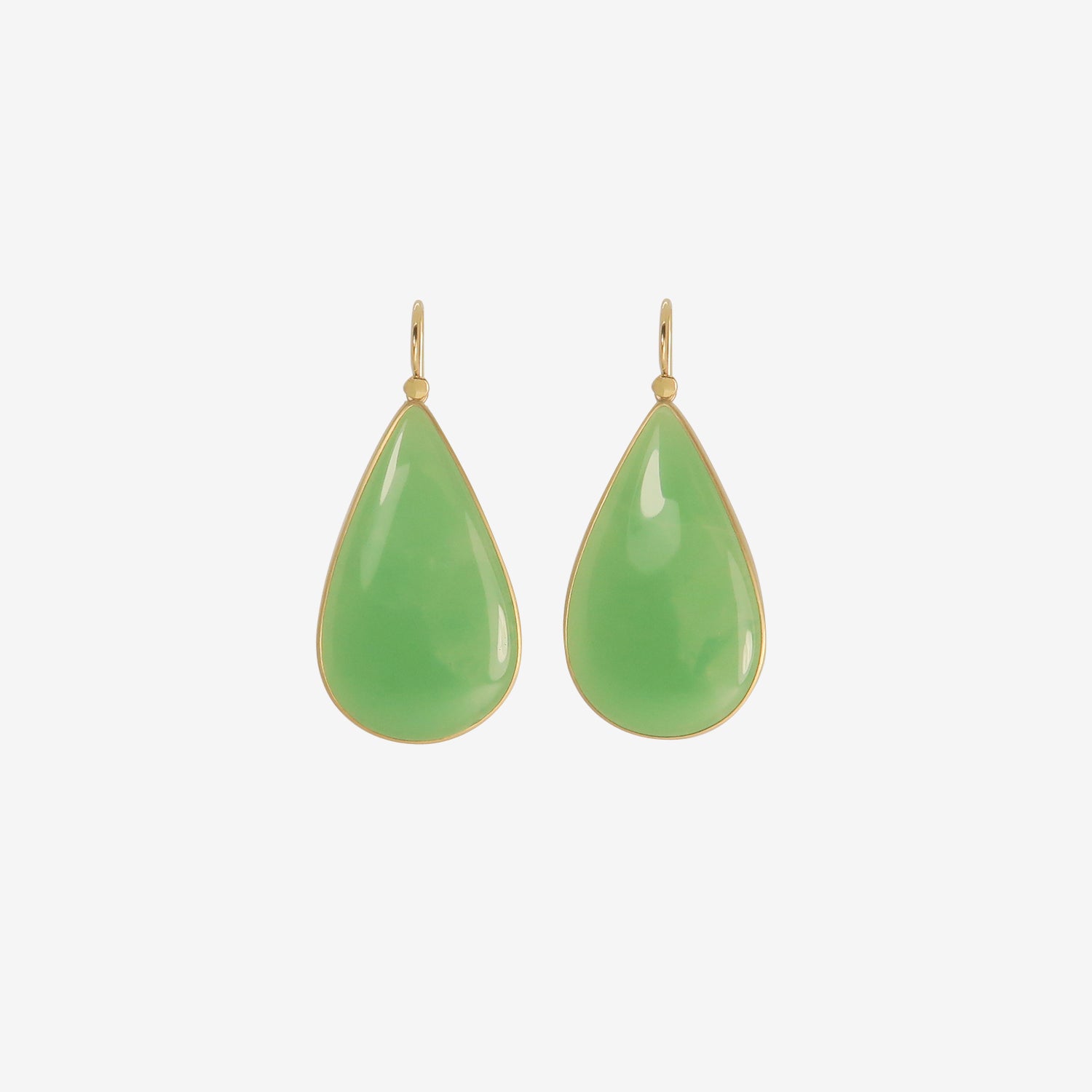 LOLA BROOKS 18K & AUSTRALIAN CHRYSOPRASE TEARDROP EARRINGS, 44.08CT