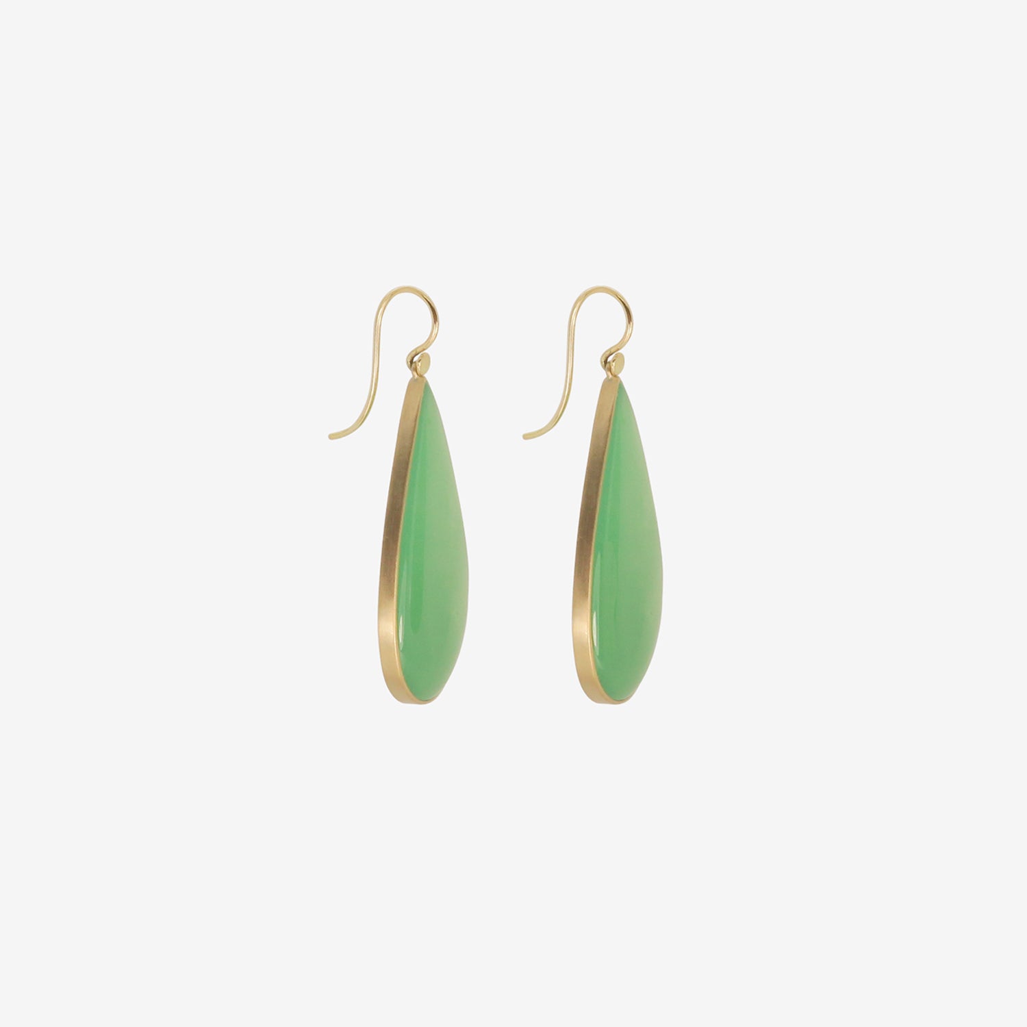 LOLA BROOKS 18K & AUSTRALIAN CHRYSOPRASE TEARDROP EARRINGS, 44.08CT