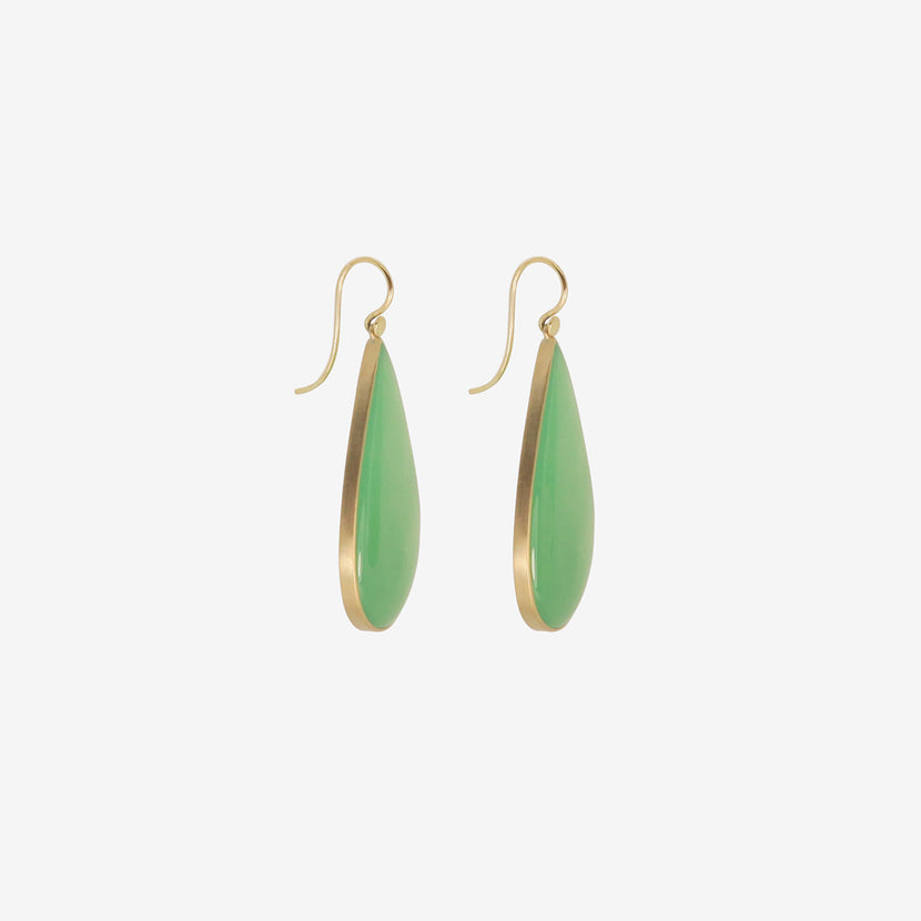 LOLA BROOKS 18K & AUSTRALIAN CHRYSOPRASE TEARDROP EARRINGS, 44.08CT