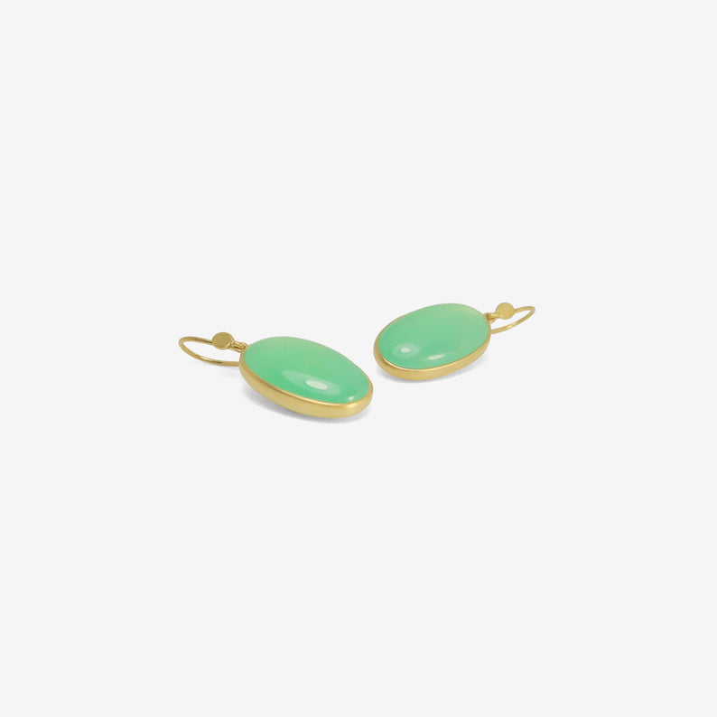 LOLA BROOKS 18K & BRAZILIAN CHRYSOPRASE OVAL DROP EARRINGS, 18.57CT