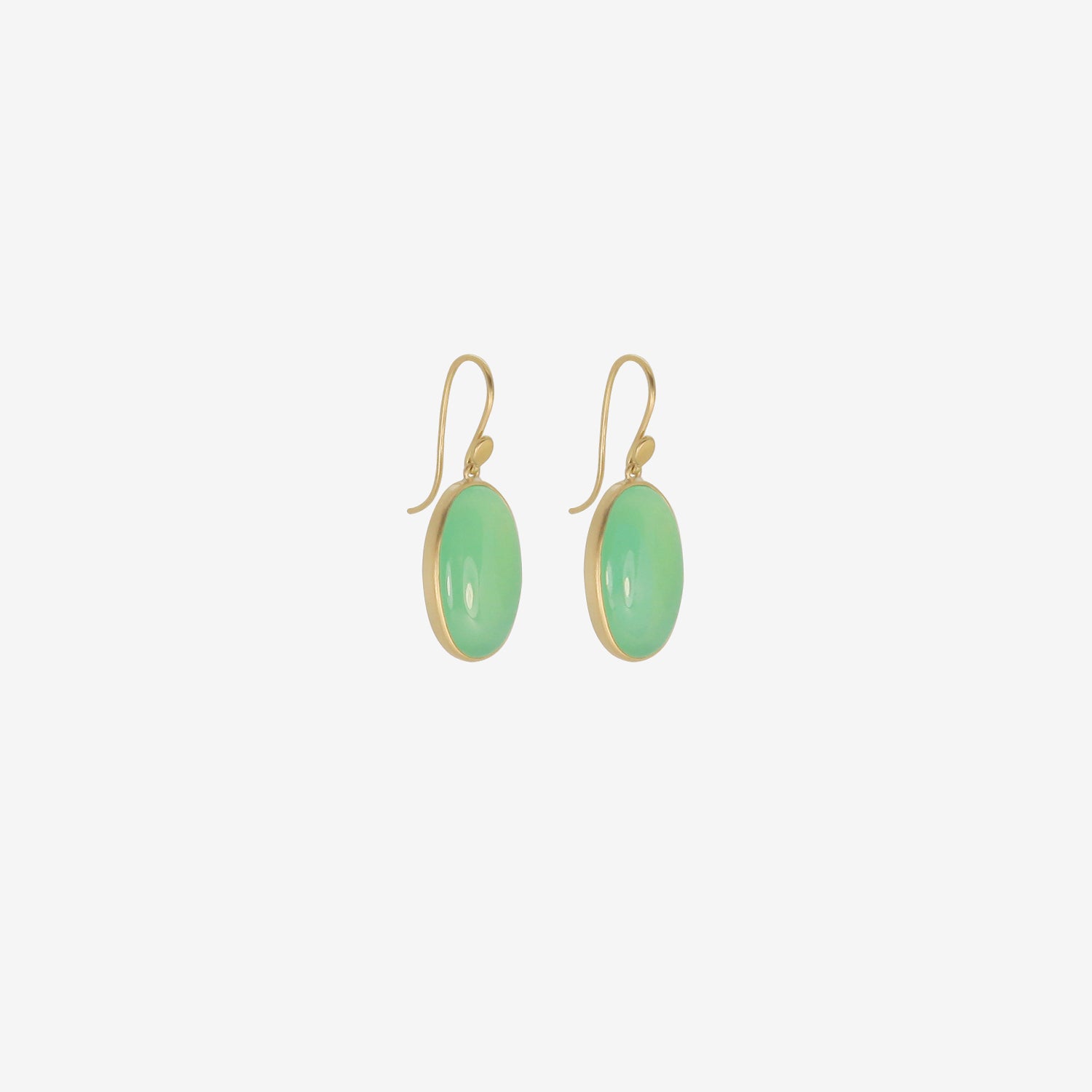LOLA BROOKS 18K & BRAZILIAN CHRYSOPRASE OVAL DROP EARRINGS, 18.57CT