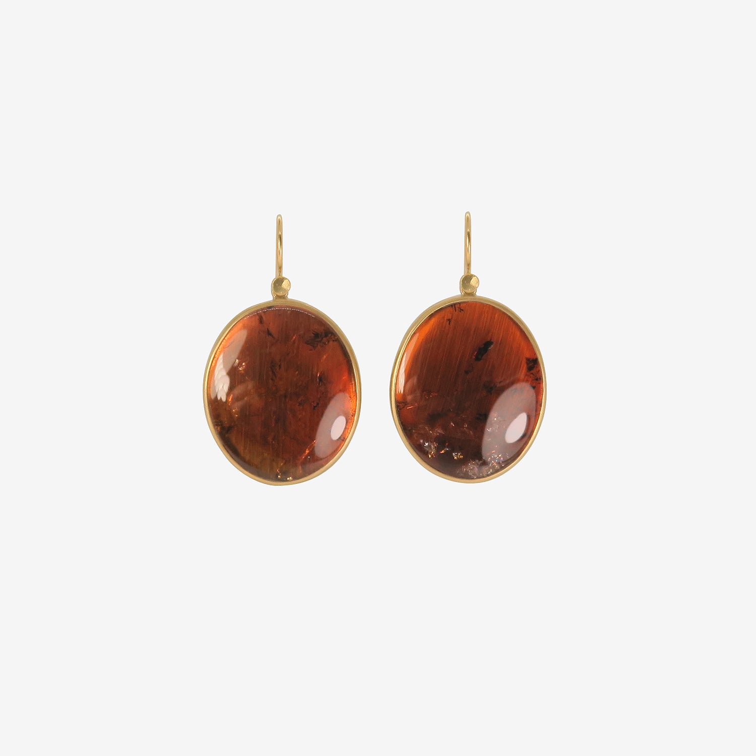 LOLA BROOKS 18K & AMBER TOURMALINE OVAL LENS EARRINGS