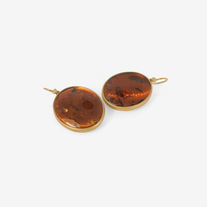 LOLA BROOKS 18K & AMBER TOURMALINE OVAL LENS EARRINGS