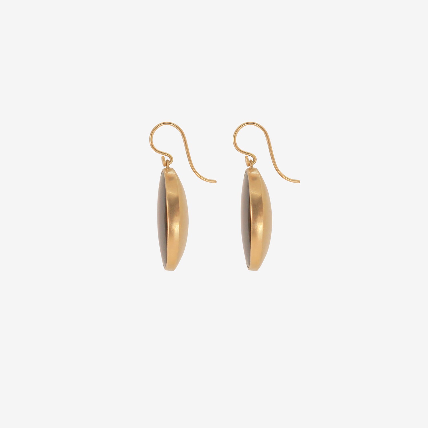 LOLA BROOKS 18K & AMBER TOURMALINE OVAL LENS EARRINGS