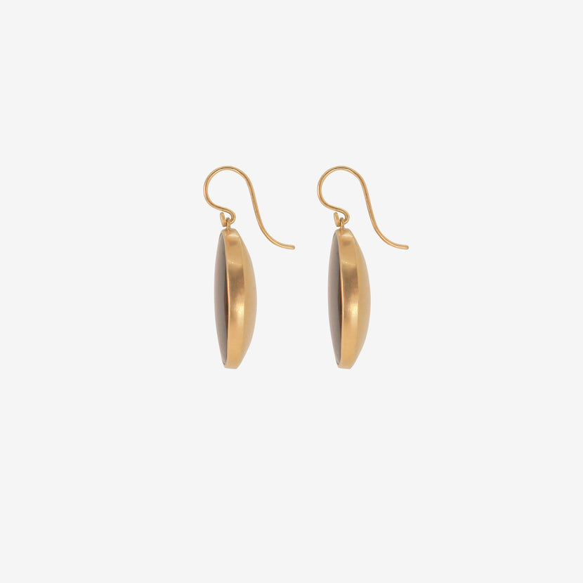 LOLA BROOKS 18K & AMBER TOURMALINE OVAL LENS EARRINGS