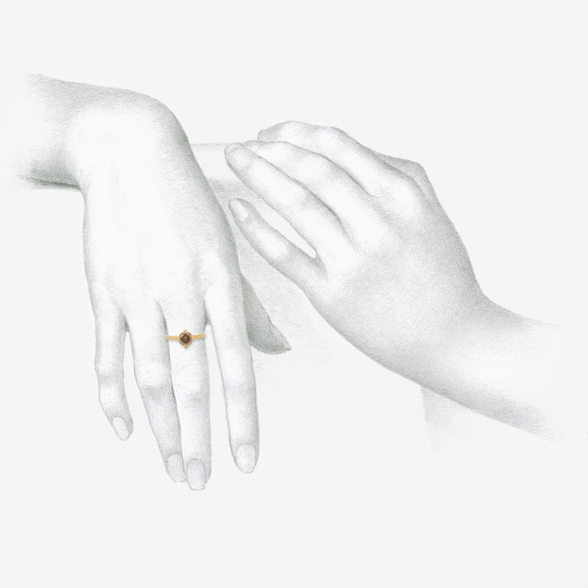 LOLA BROOKS 18K & CHAMPAGNE DIAMOND PRONG SET RING, 1.04CT