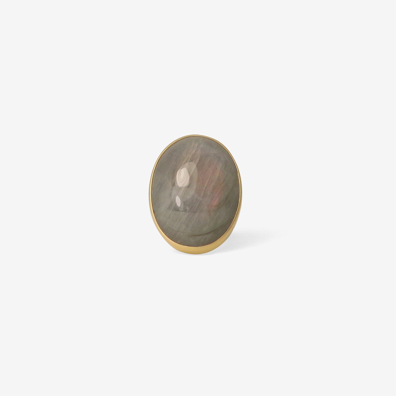 LOLA BROOKS 18K & OVAL DOVE GREY LABRADORITE RING, 20.69CT