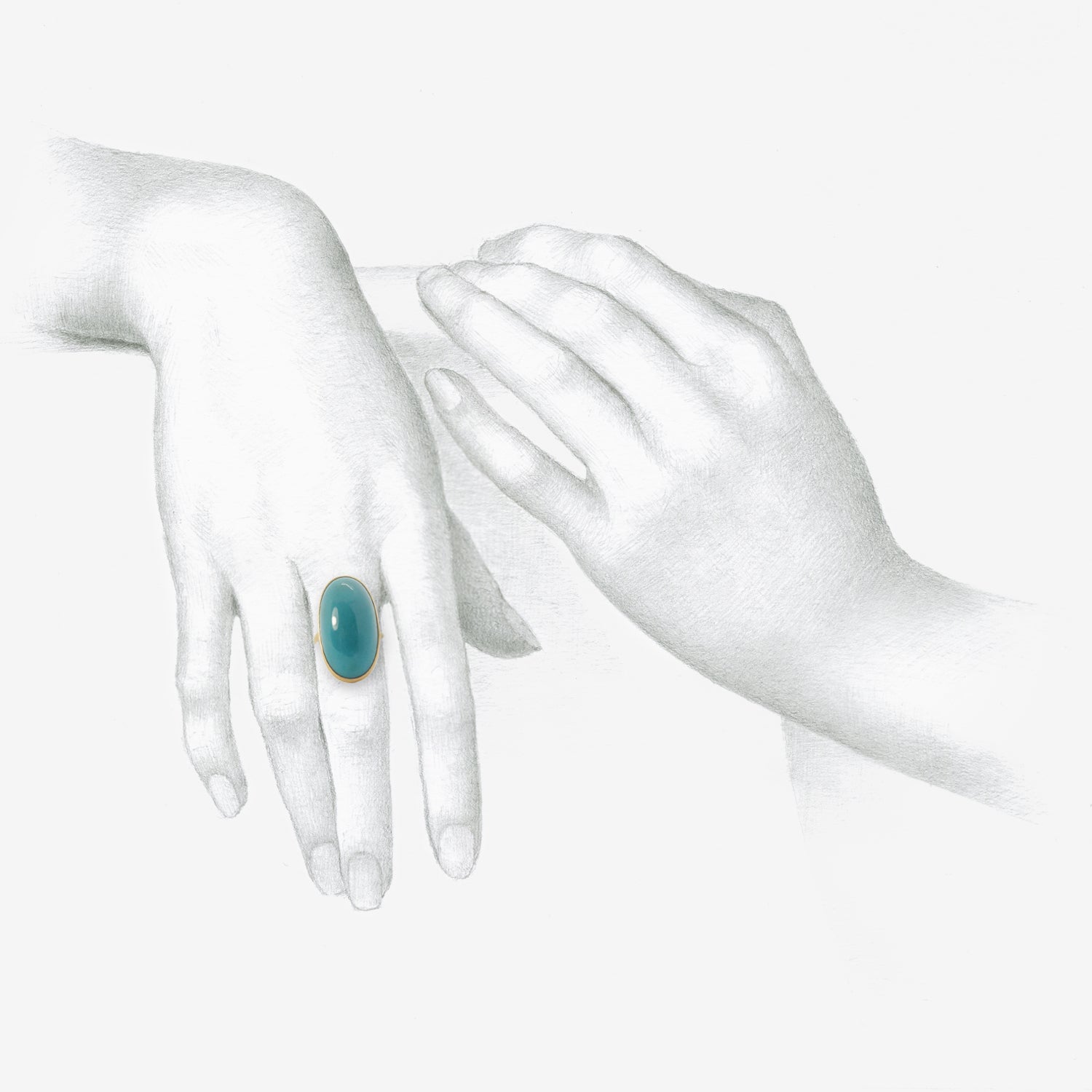 LOLA BROOKS 18K & LARGE OVAL GEM SILICA RING, 24.06CT