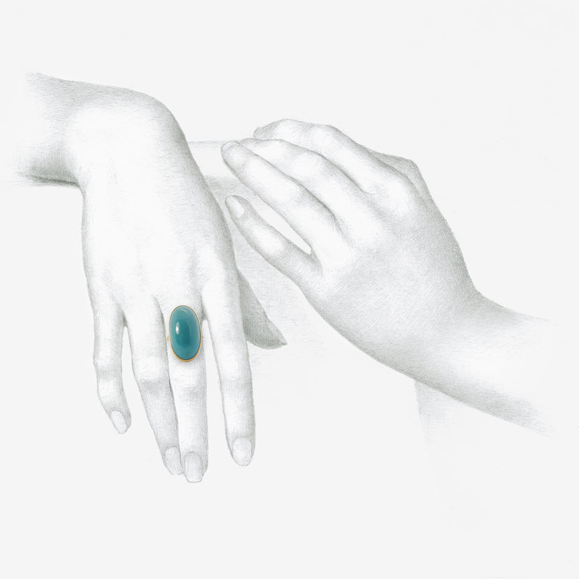 LOLA BROOKS 18K & LARGE OVAL GEM SILICA RING, 24.06CT