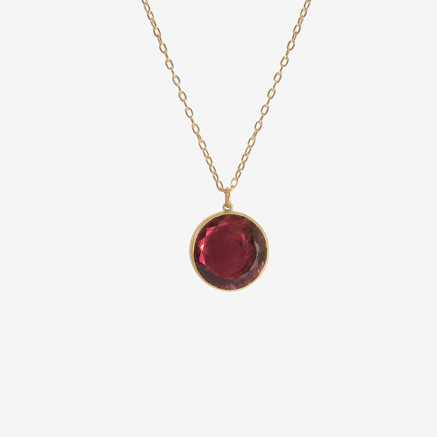 LOLA BROOKS 18K & LARGE DEEP PINK TOURMALINE SEQUIN PENDANT, 9.51CT