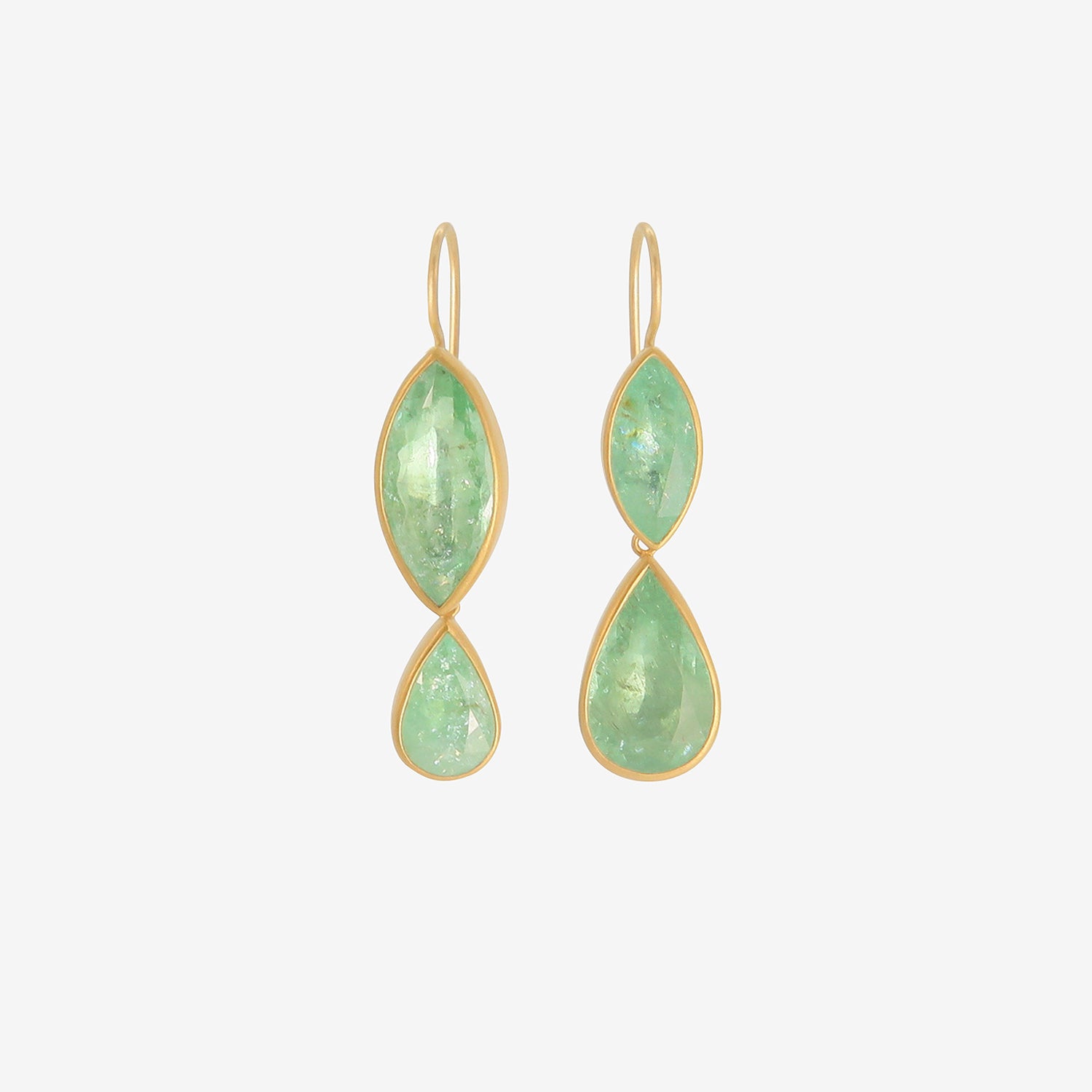 LOLA BROOKS 18K & MISMATCHED PARAIBA TOURMALINE DOUBLE DROP EARRINGS
