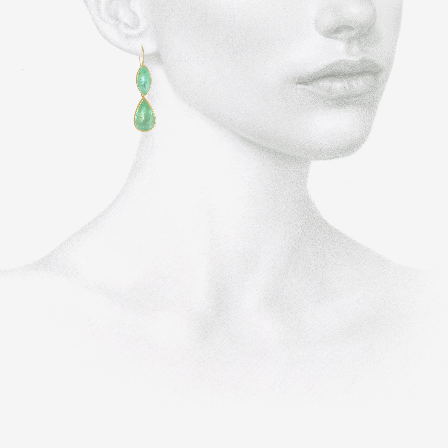 LOLA BROOKS 18K & MISMATCHED PARAIBA TOURMALINE DOUBLE DROP EARRINGS