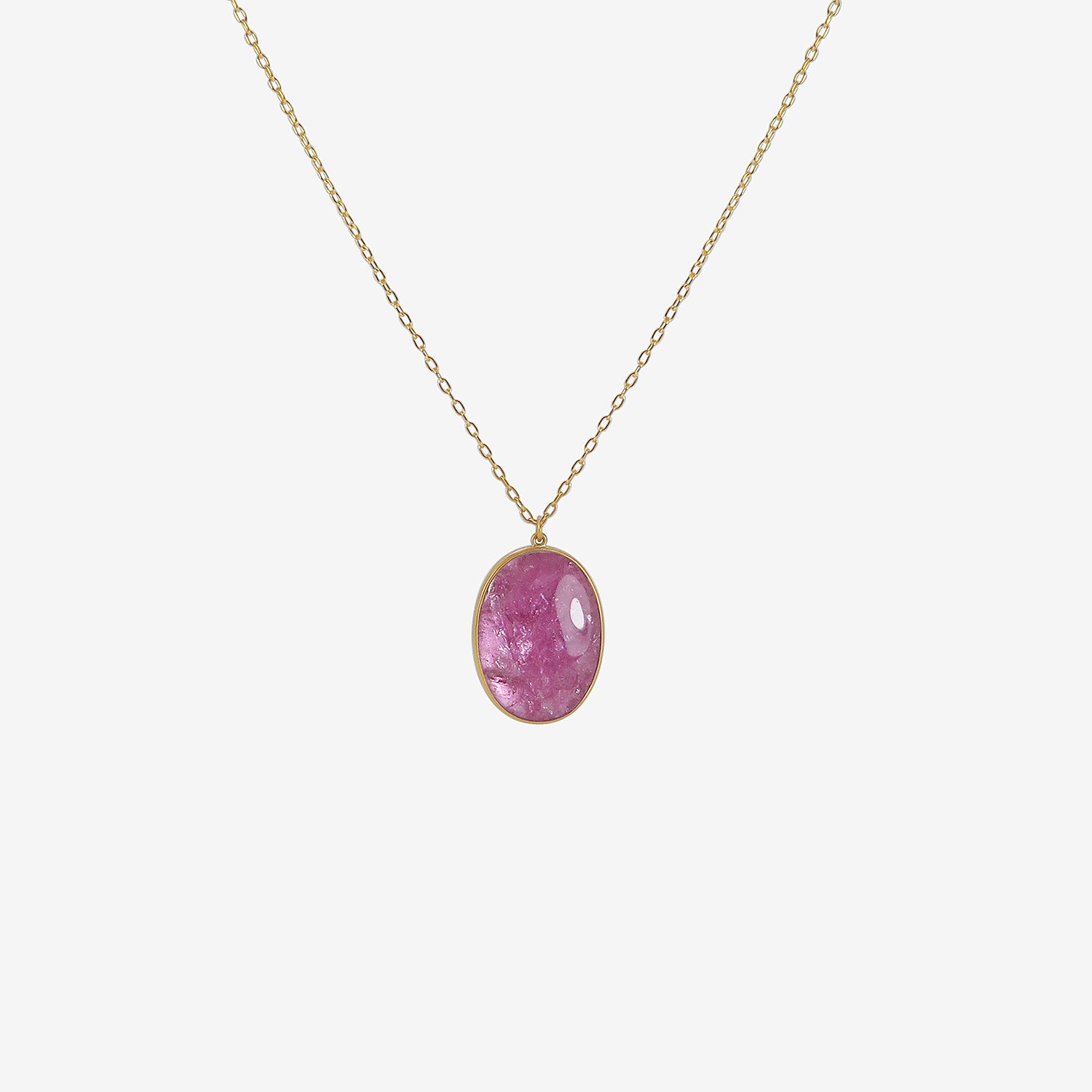 Pink tourmaline oval pendant buy