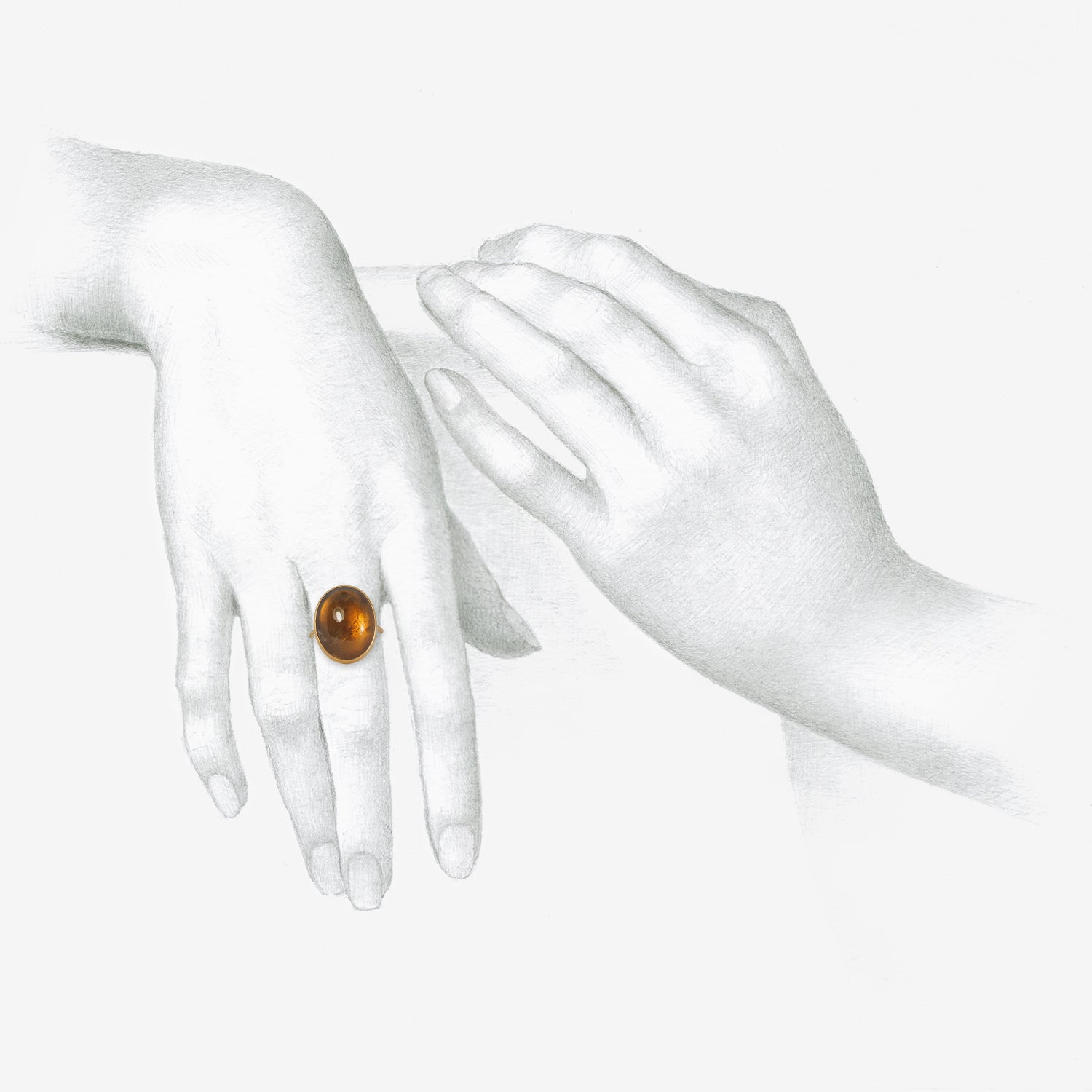 LOLA BROOKS 18K & OVAL HONEY TOURMALINE RING, 14.89CT