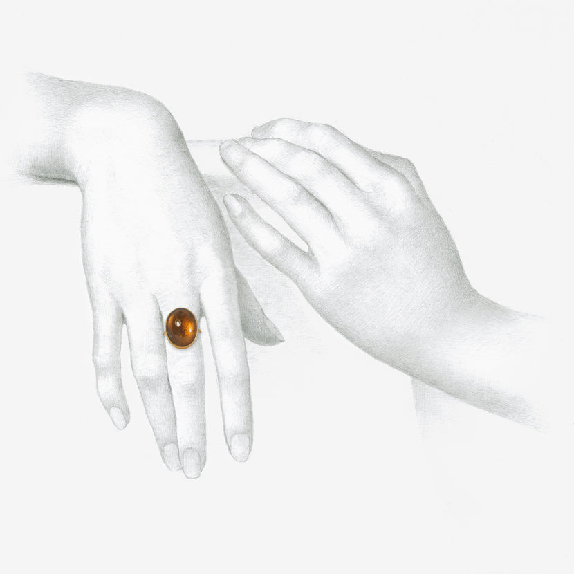 LOLA BROOKS 18K & OVAL HONEY TOURMALINE RING, 14.89CT