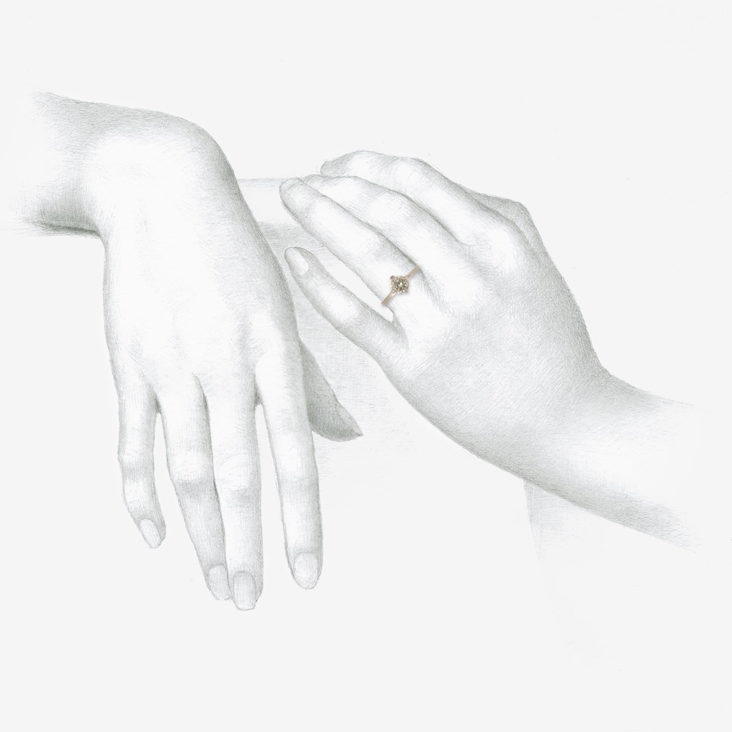 LOLA BROOKS 18K PALLADIUM & CLEAR SOFT GREY DIAMOND RING, 1.01CT