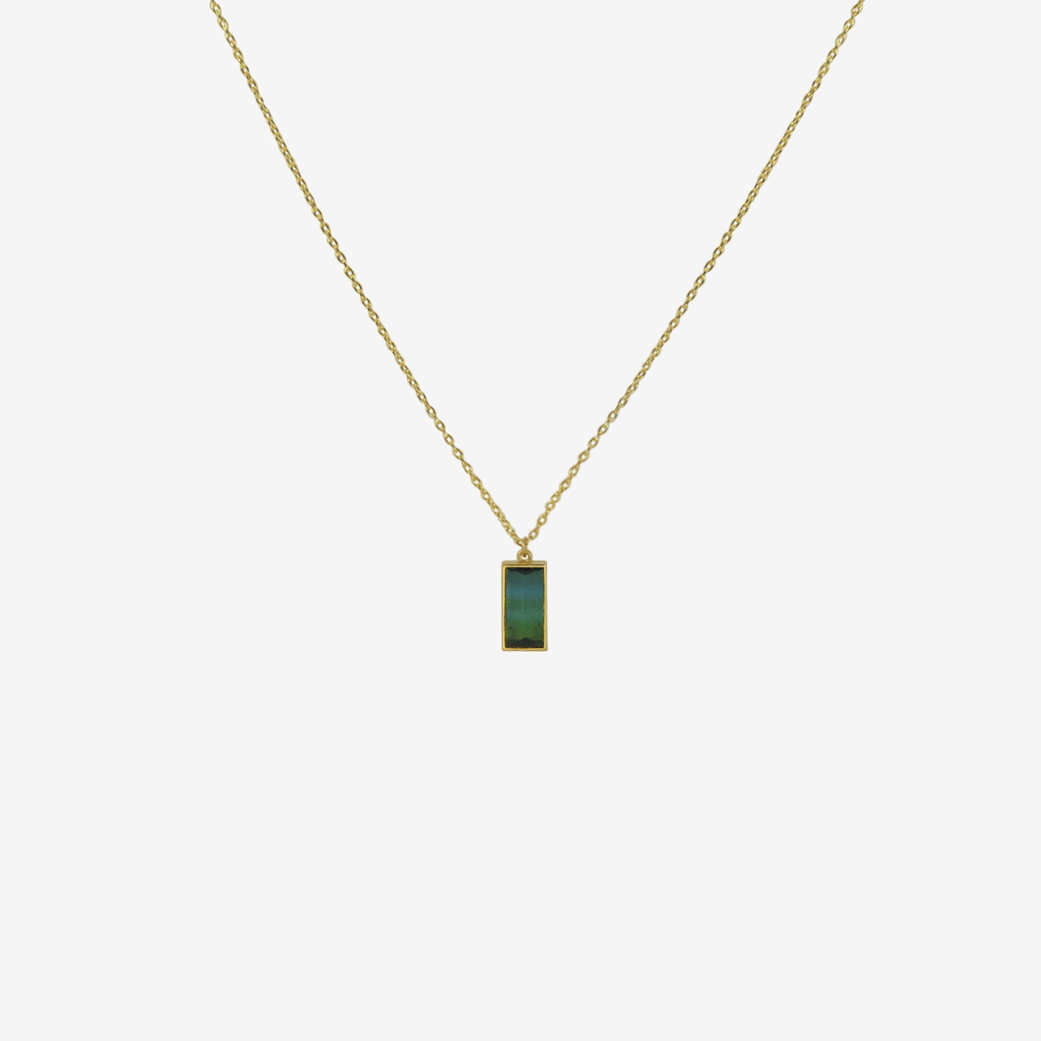 LOLA BROOKS 18K & MIRROR-CUT BLUE GREEN TOURMALINE PENDANT, 3.10CT