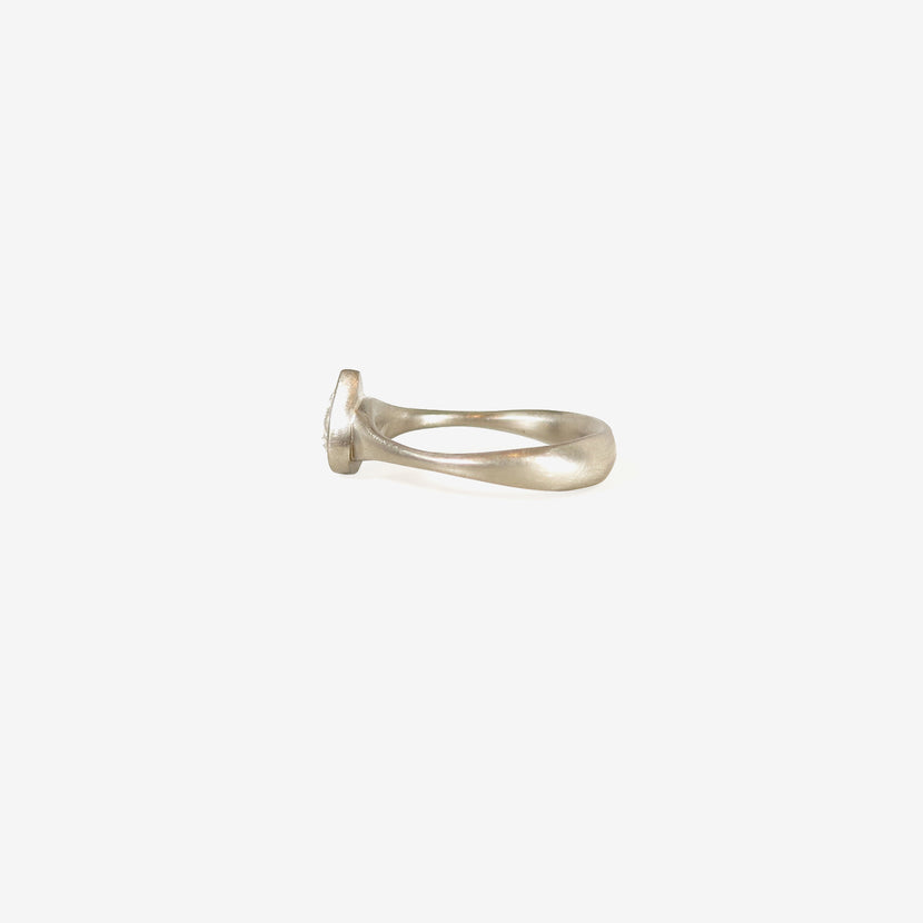 LOLA BROOKS 18K PALLADIUM & PEAR SHAPED CLEAR DIAMOND RING