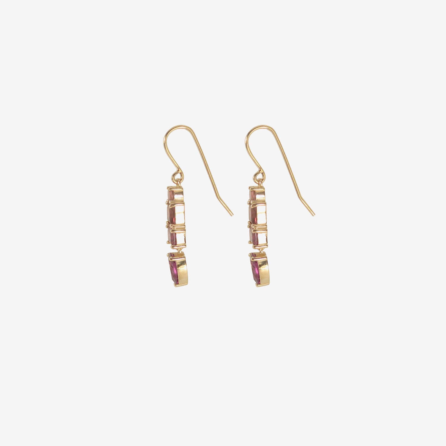 NICOLE LANDAW 14K COMPOSITION EARRINGS WITH TOURMALINE & GARNET