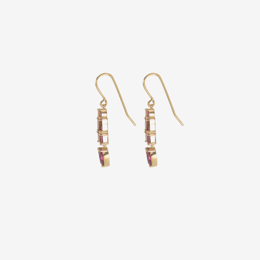 NICOLE LANDAW 14K COMPOSITION EARRINGS WITH TOURMALINE & GARNET