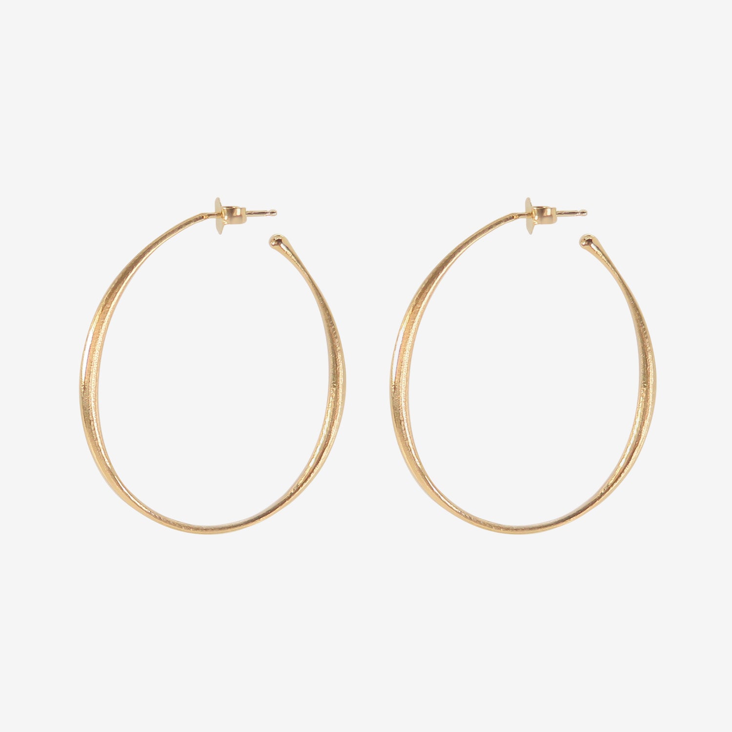 NICOLE LANDAW 14K HEWN OVAL HOOP EARRINGS