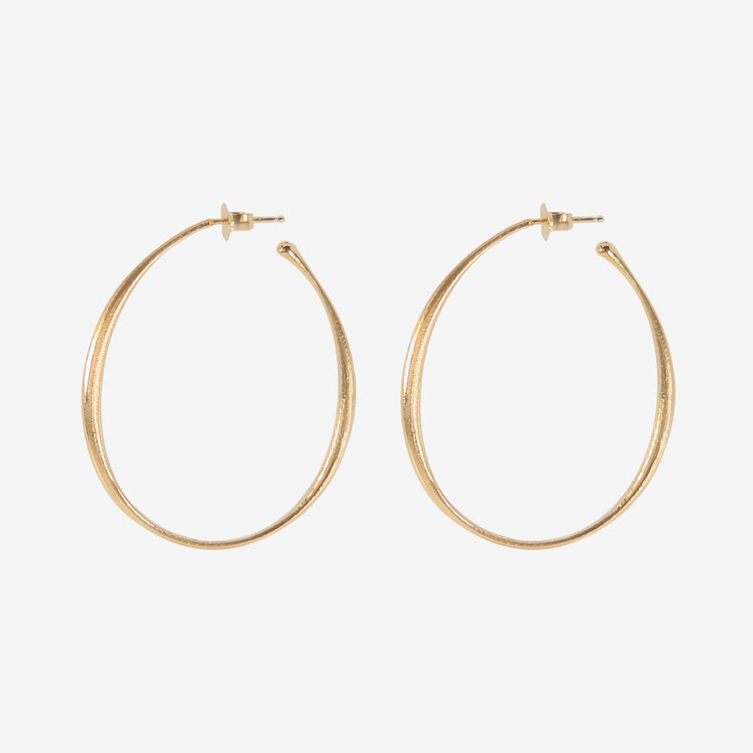 NICOLE LANDAW 14K HEWN OVAL HOOP EARRINGS