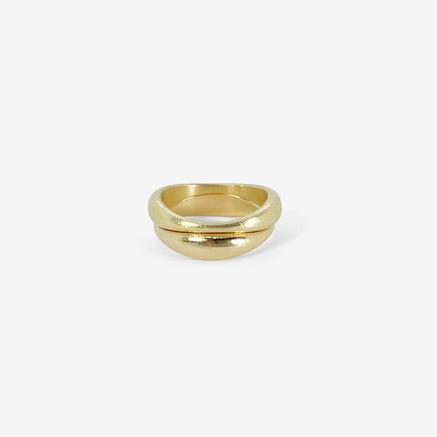NICOLE LANDAW PAIR OF 14K NESTING HEWN STACKING RINGS
