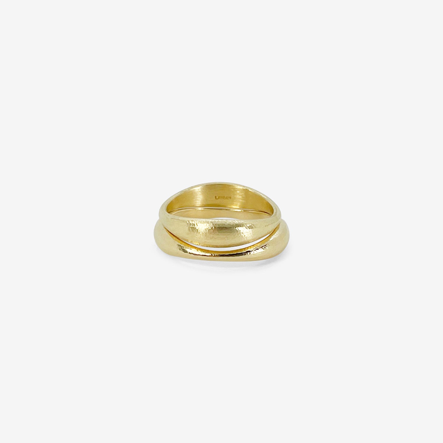 NICOLE LANDAW PAIR OF 14K NESTING HEWN STACKING RINGS