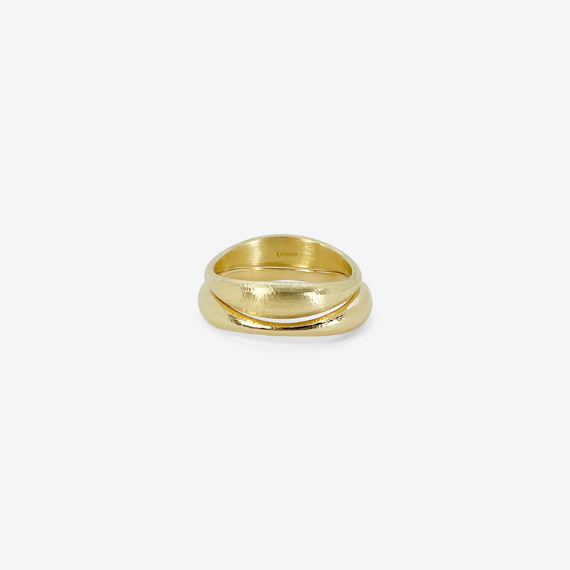 NICOLE LANDAW PAIR OF 14K NESTING HEWN STACKING RINGS