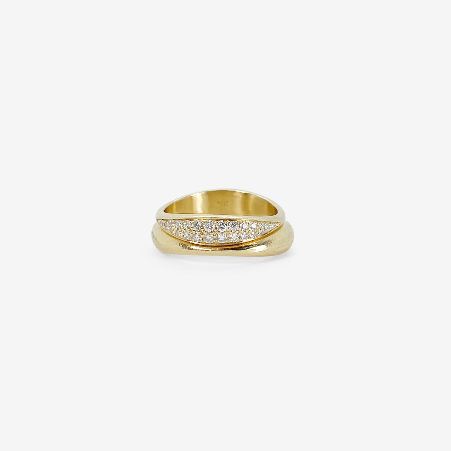 NICOLE LANDAW PAIR OF 14K NESTING HEWN STACKING RINGS WITH PAVÉ DIAMONDS, .27CT