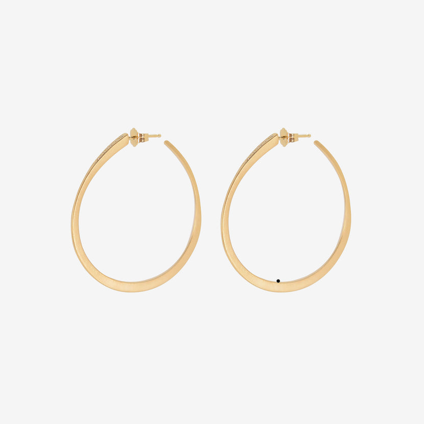 NICOLE LANDAW 14K & WHITE DIAMOND WEDGE HOOPS ON POSTS, .14CT