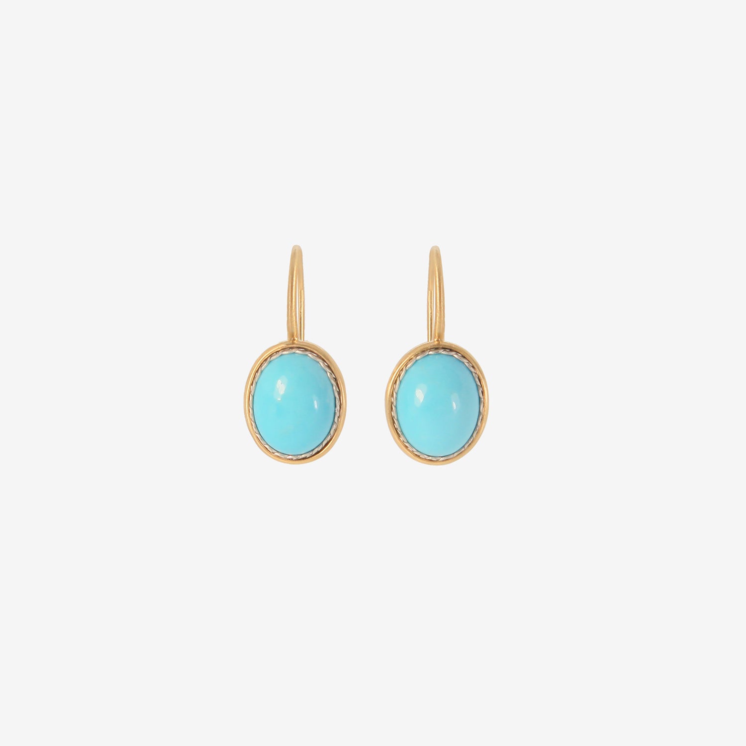 NIKOLLE RADI 18K & SMALL OVAL TURQUOISE EARRINGS WITH PLATINUM BEZEL