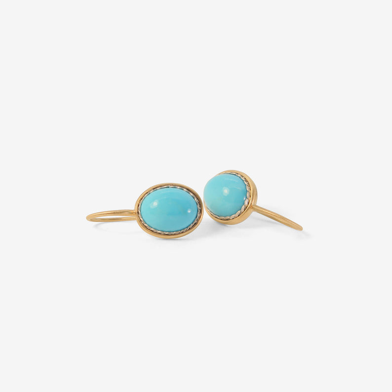 NIKOLLE RADI 18K & SMALL OVAL TURQUOISE EARRINGS WITH PLATINUM BEZEL
